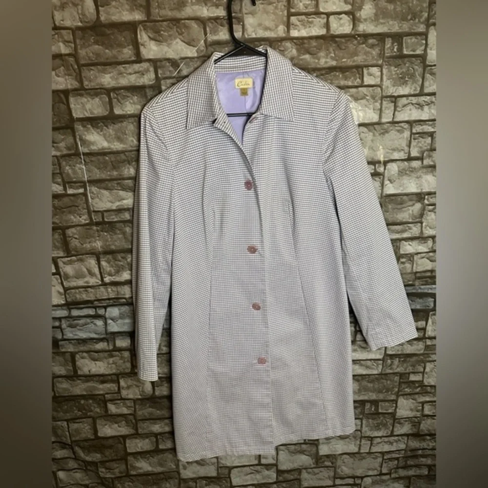 Caslon Plaid Long Rain Coat Size Small
